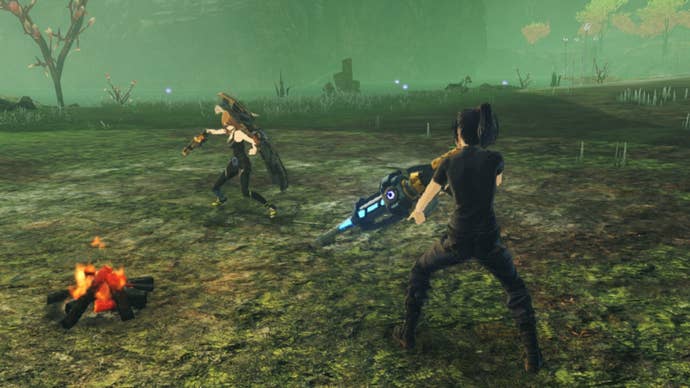 Xenoblade Chronicles 3 ascension quests: Noah and Eunie train at a campsite