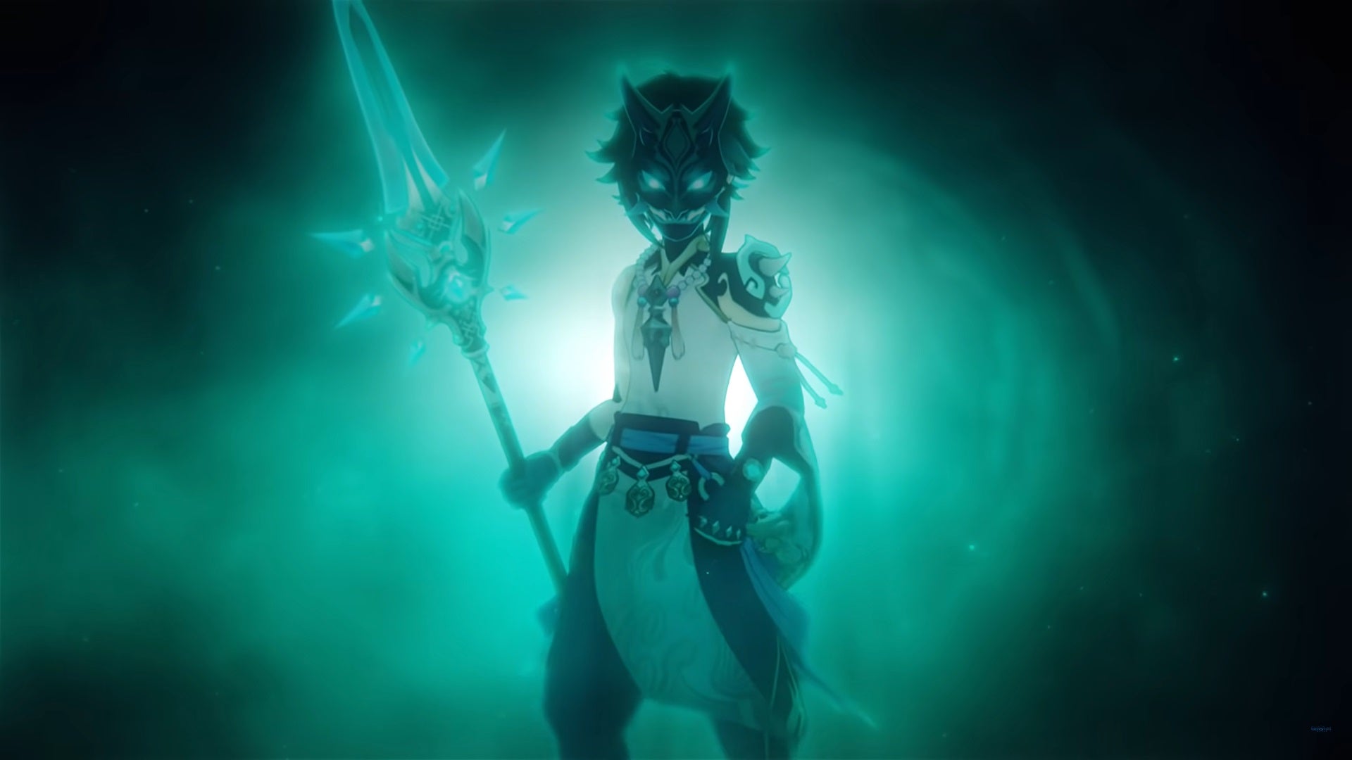 Xiao looking ominous in his reveal during the version 1.3 event in Genshin Impact.