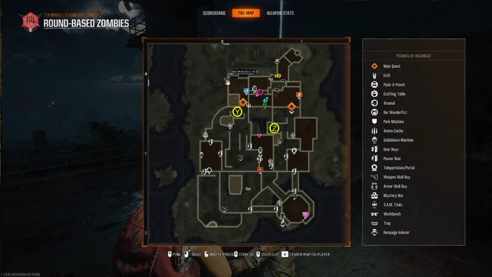 Las ubicaciones de las computadoras portátiles Y y Z en el mapa de Terminus, en Black Ops 6 Zombies.