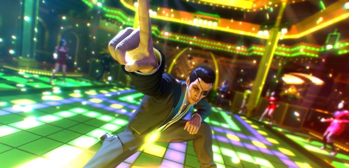 Majima dancing in a Yakuza 0 screenshot.