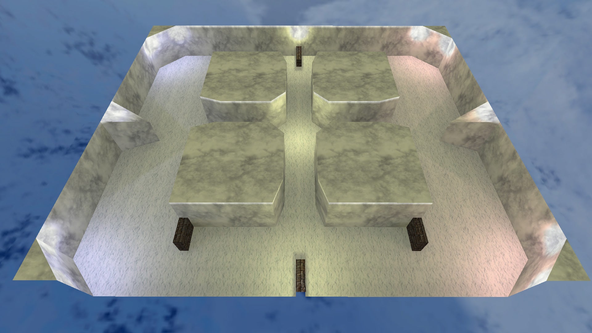 A top-down view of fy_iceworld, the classic Counter-Strike map. - 1