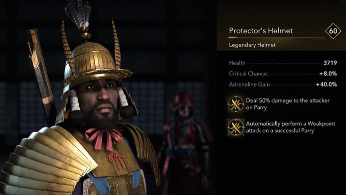 El casco del protector de Yasuke en Assassin's Creed Shadows.