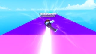 Image showing a character being thrown in Roblox game Yeet a Friend.