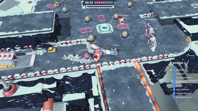 Colourful cars race to park in icy parking spots in You Suck At Parking