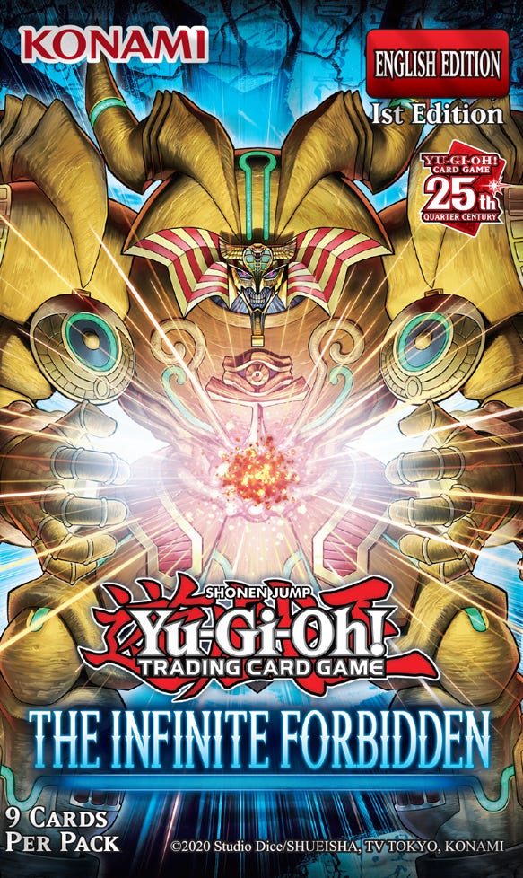 The Infinite Forbidden booster pack art featuring Exodia