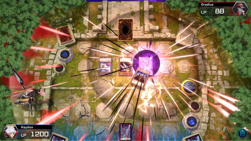 Yu-Gi-Oh Master Duel attack animation, Lord of D attacks enemy card and gets final blow