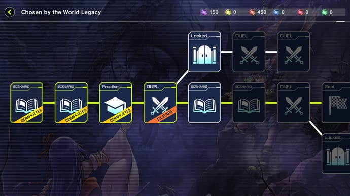 Yu-Gi-Oh Master Duel Solo Mode progression track with some levels cleared