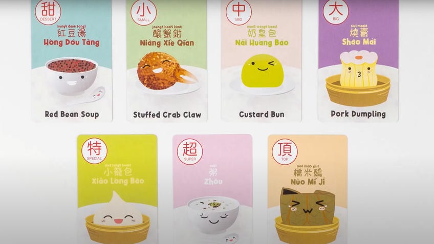 An image of some cards from the Yum Cha board game