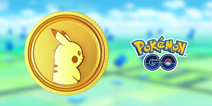 Pokémon Go's in-game PokéCoin design, a gold coin featuring Pikachu.