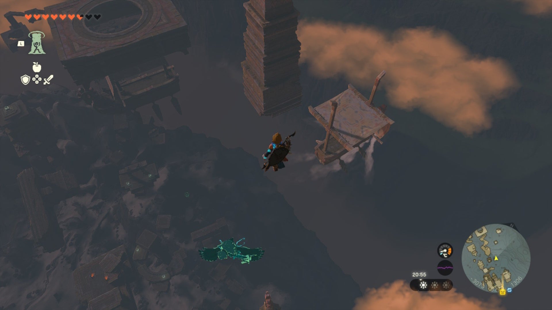 zeld totk rising island chain floating boat to right