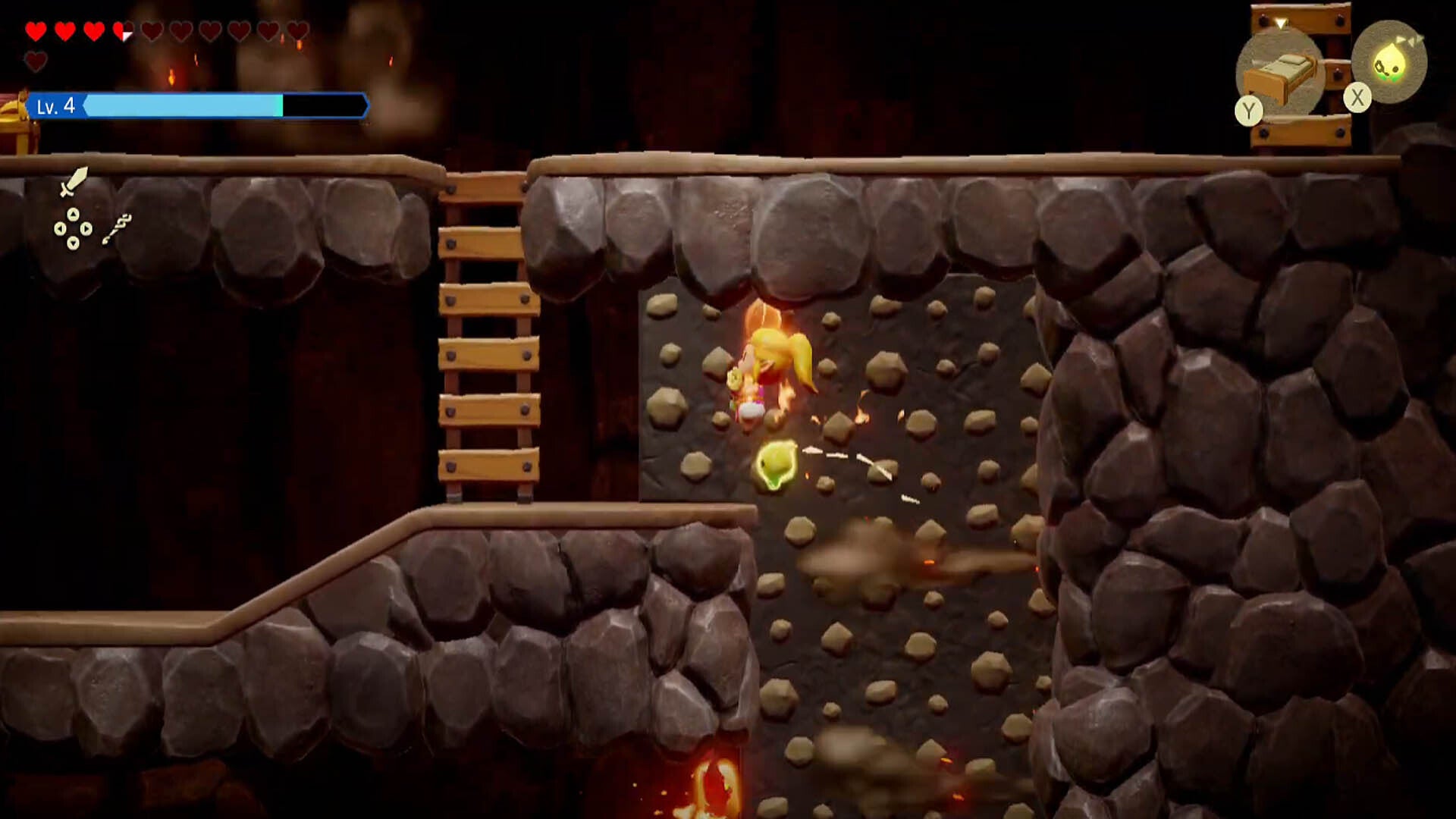 zelda echoes of wisdom eldin temple climbing wall with heat spews