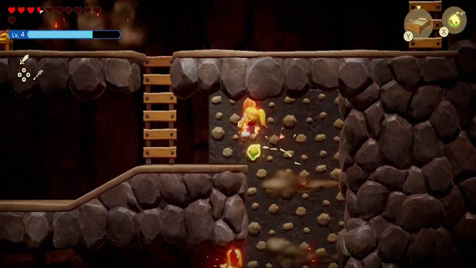 zelda echoes of wisdom eldin temple climbing wall with heat spews