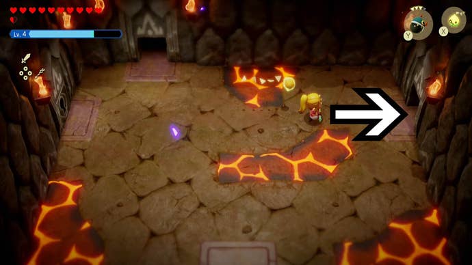 zelda echoes of wisdom eldin temple first room right door