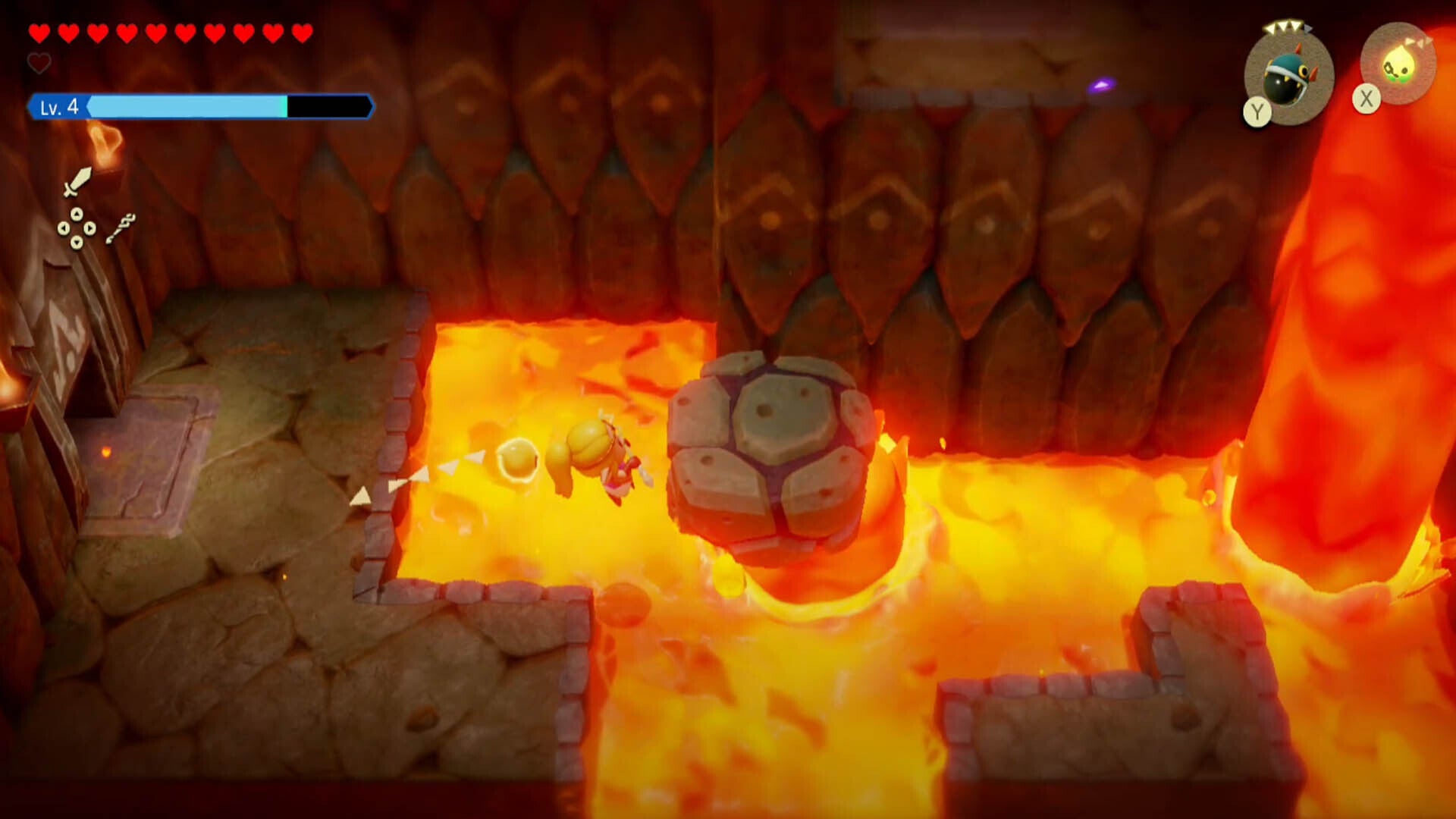 zelda echoes of wisdom eldin temple riding lava platform one