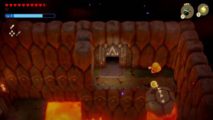 zelda echoes of wisdom eldin temple riding lava platform two to door