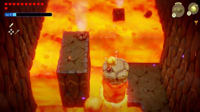 zelda echoes of wisdom eldin temple riding lava rock echo to second steam path area