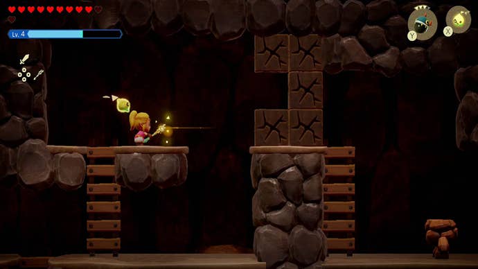 zelda echoes of wisdom eldin temple zelda blasting cracked blocks with bombfish