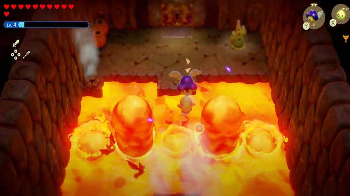 zelda echoes of wisdom eldin temple zelda gliding through lava eruptions to big door