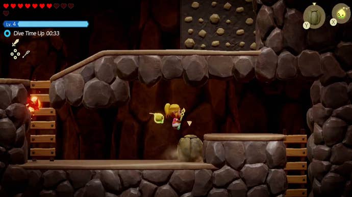 zelda echoes of wisdom eldin temple zelda jumping over boulder blocking heat