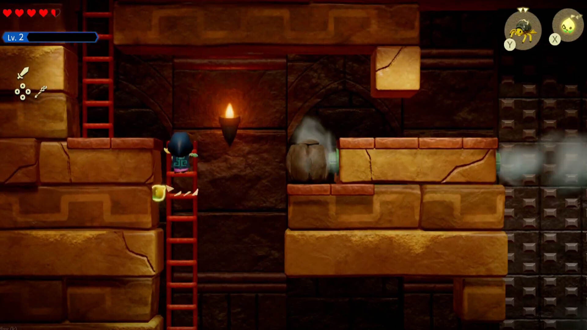 zelda echoes of wisdom gerudo sanctum dungeon blocking steam pipe with boulder