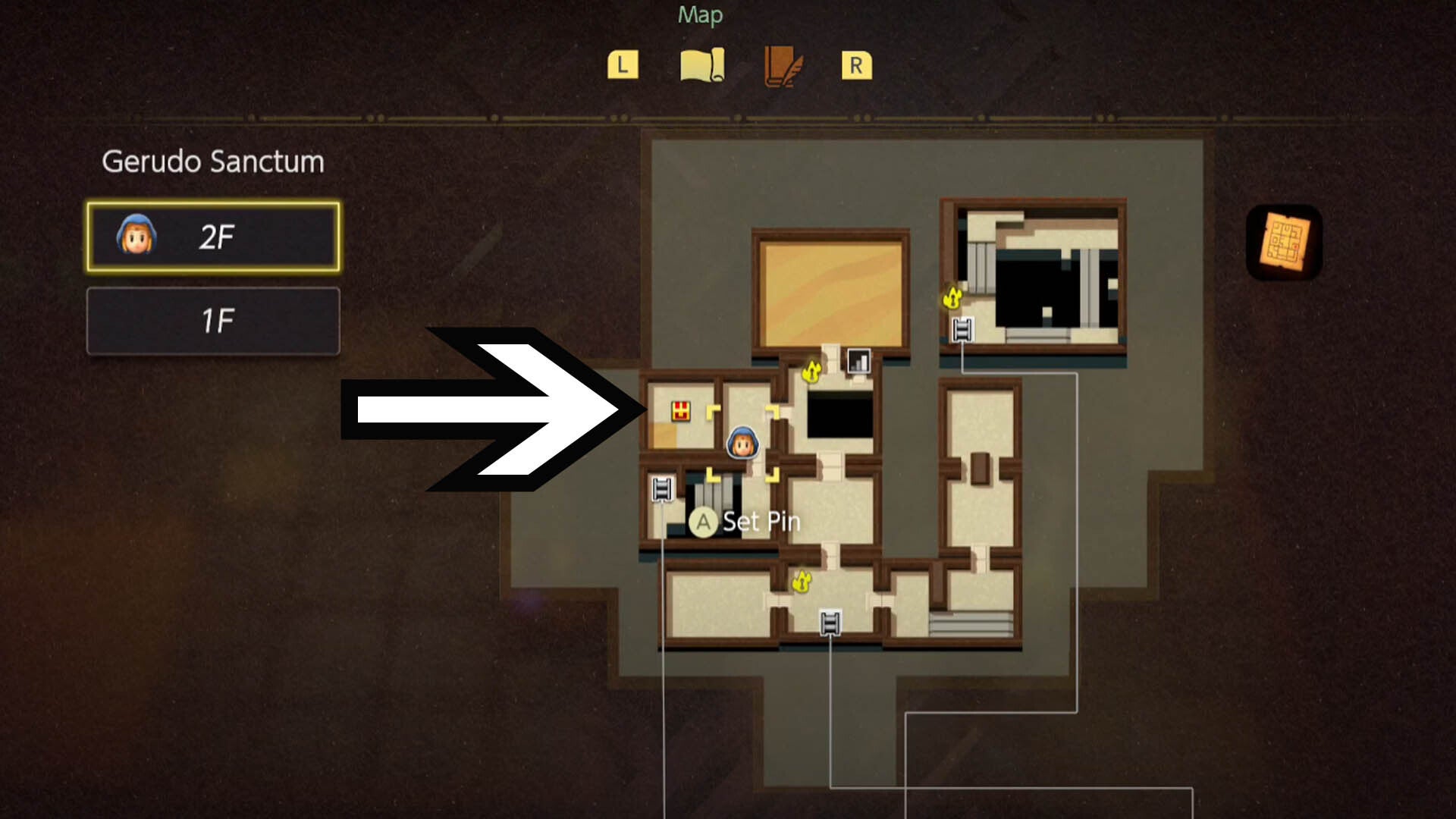 zelda echoes of wisdom gerudo sanctum dungeon chest map location