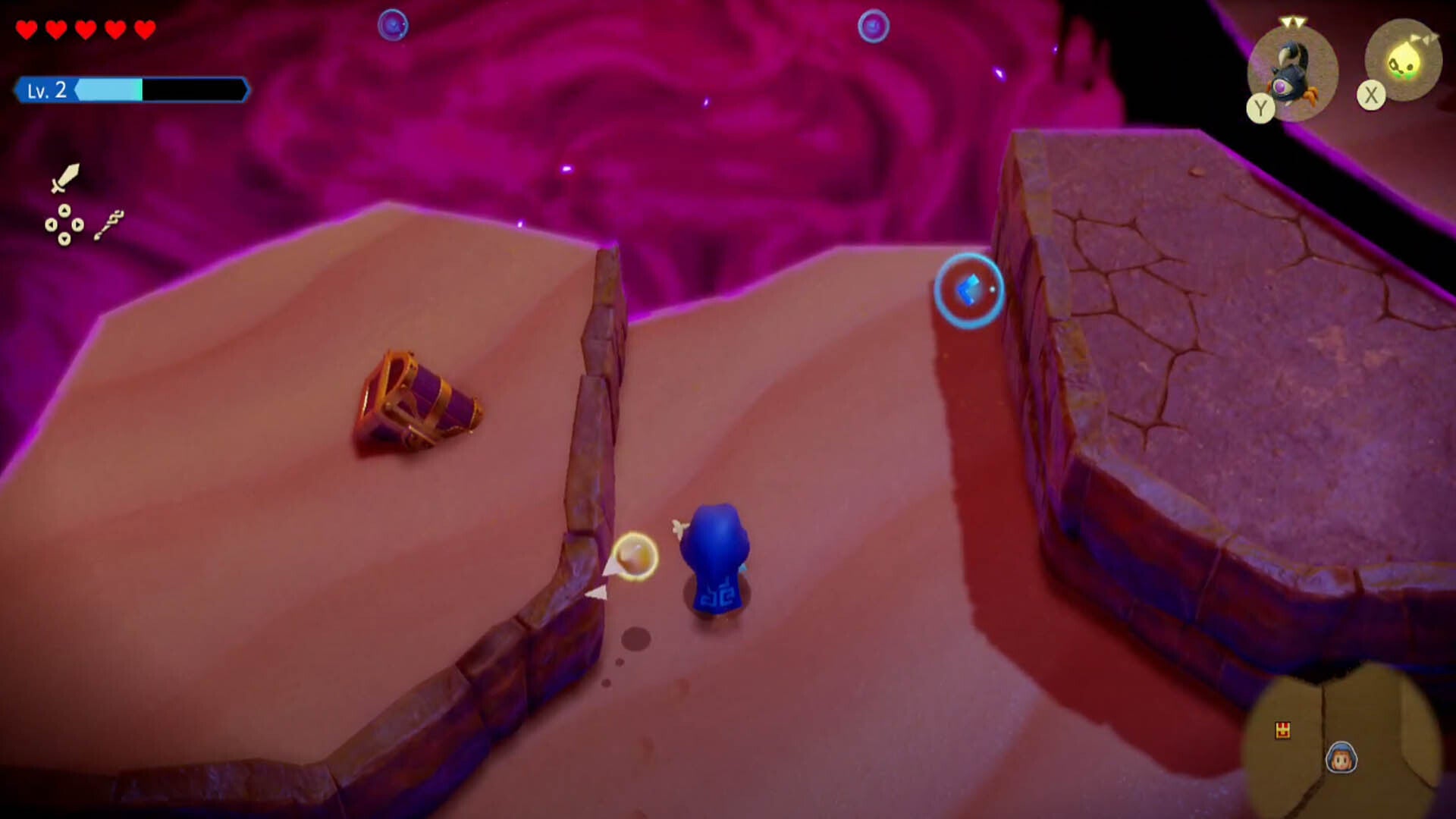 zelda echoes of wisdom gerudo sanctum dungeon outside area left path  buried chest