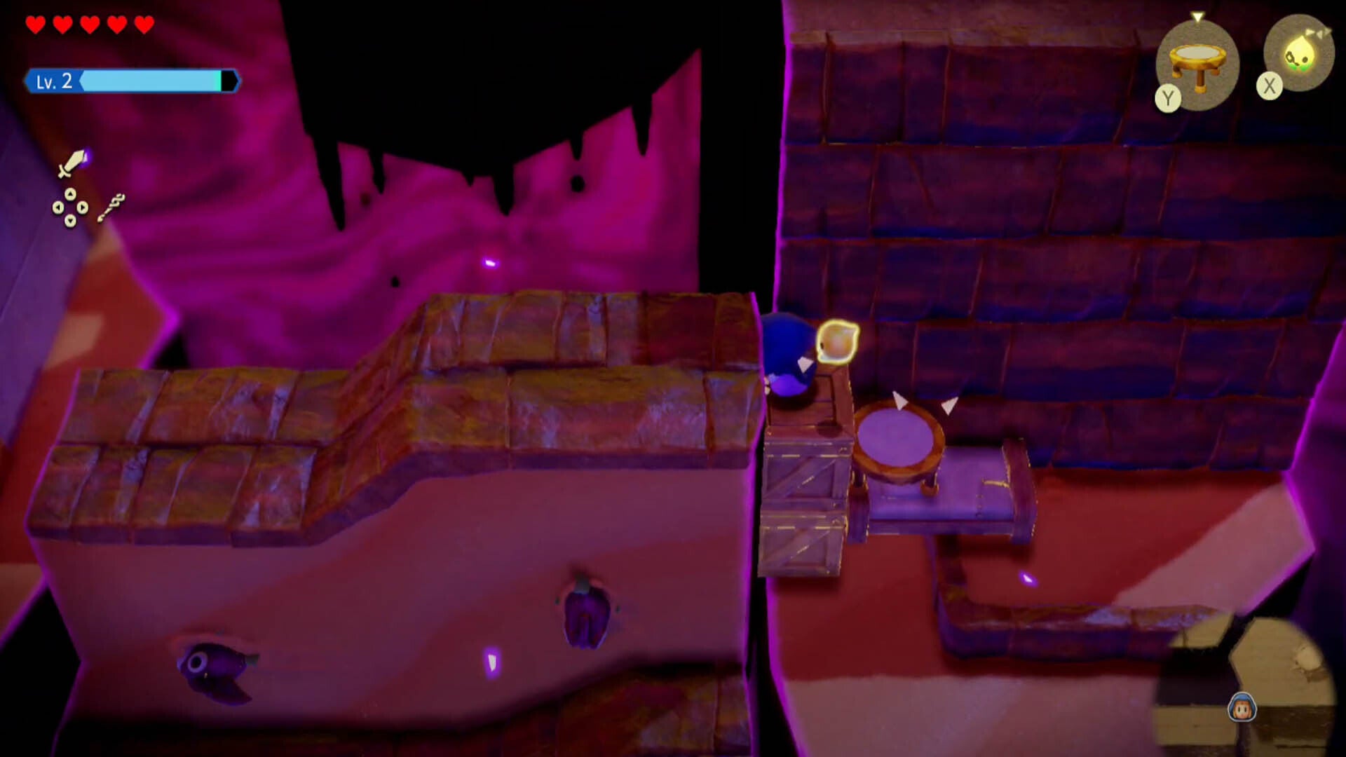 zelda echoes of wisdom gerudo sanctum dungeon outside area right side pathway steps to first raised wall