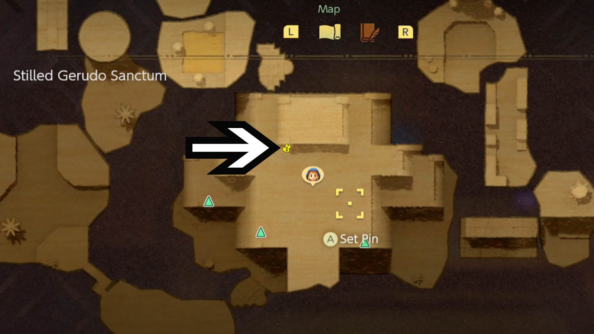 zelda echoes of wisdom gerudo sanctum dungeon rooftop waypoint map location