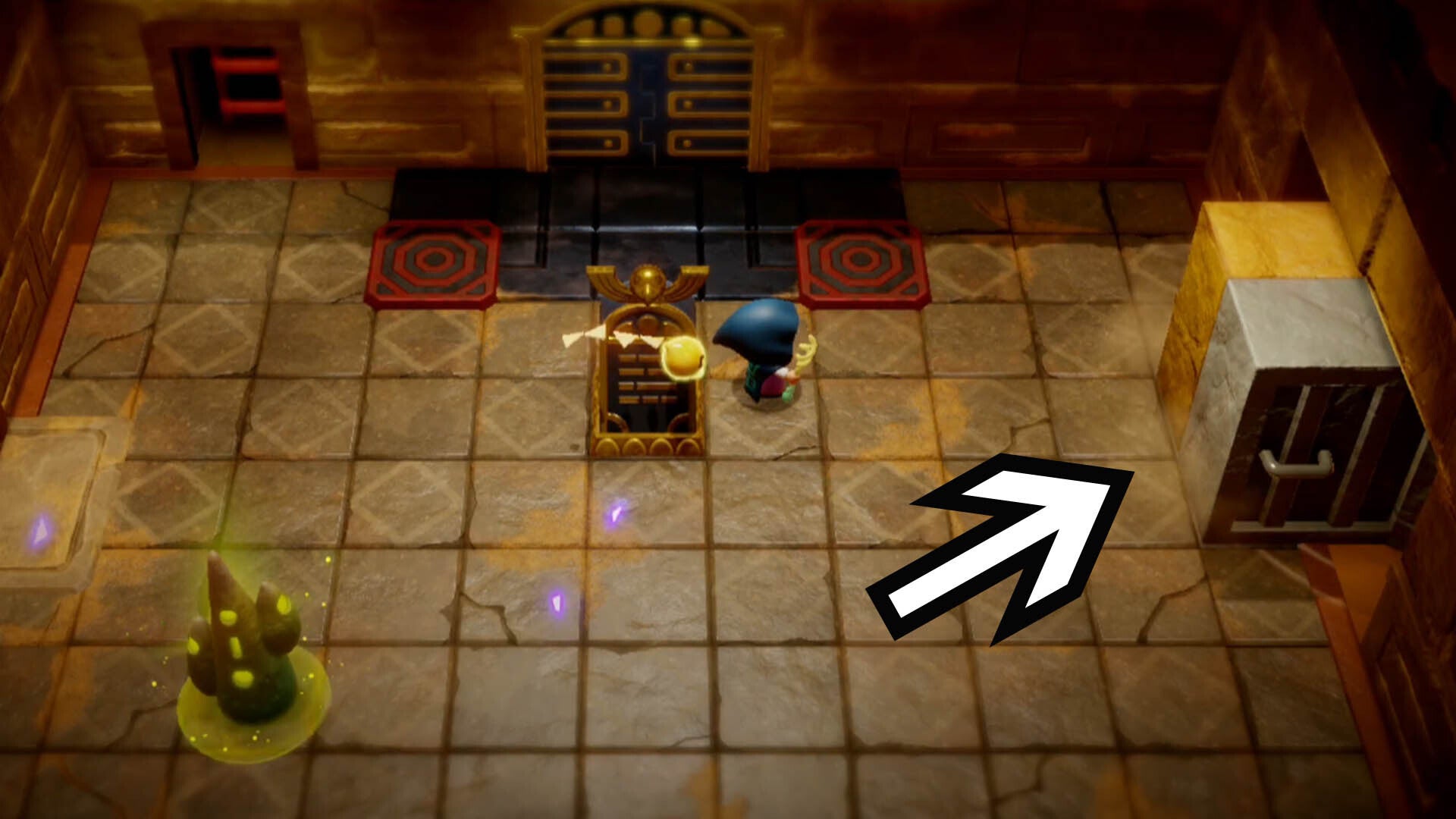 zelda echoes of wisdom gerudo sanctum dungeon room to right of mysterious tablet