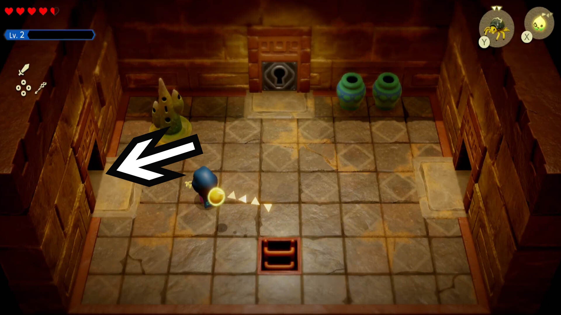 zelda echoes of wisdom gerudo sanctum dungeon small locked door left path