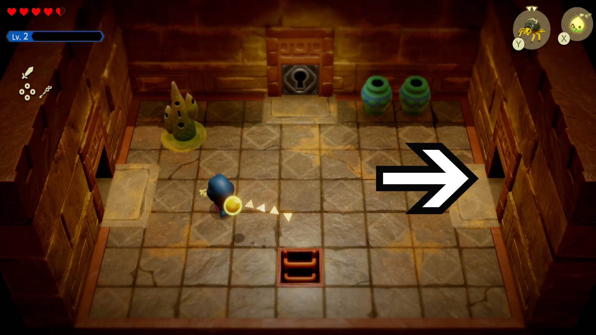 zelda echoes of wisdom gerudo sanctum dungeon small locked door right path