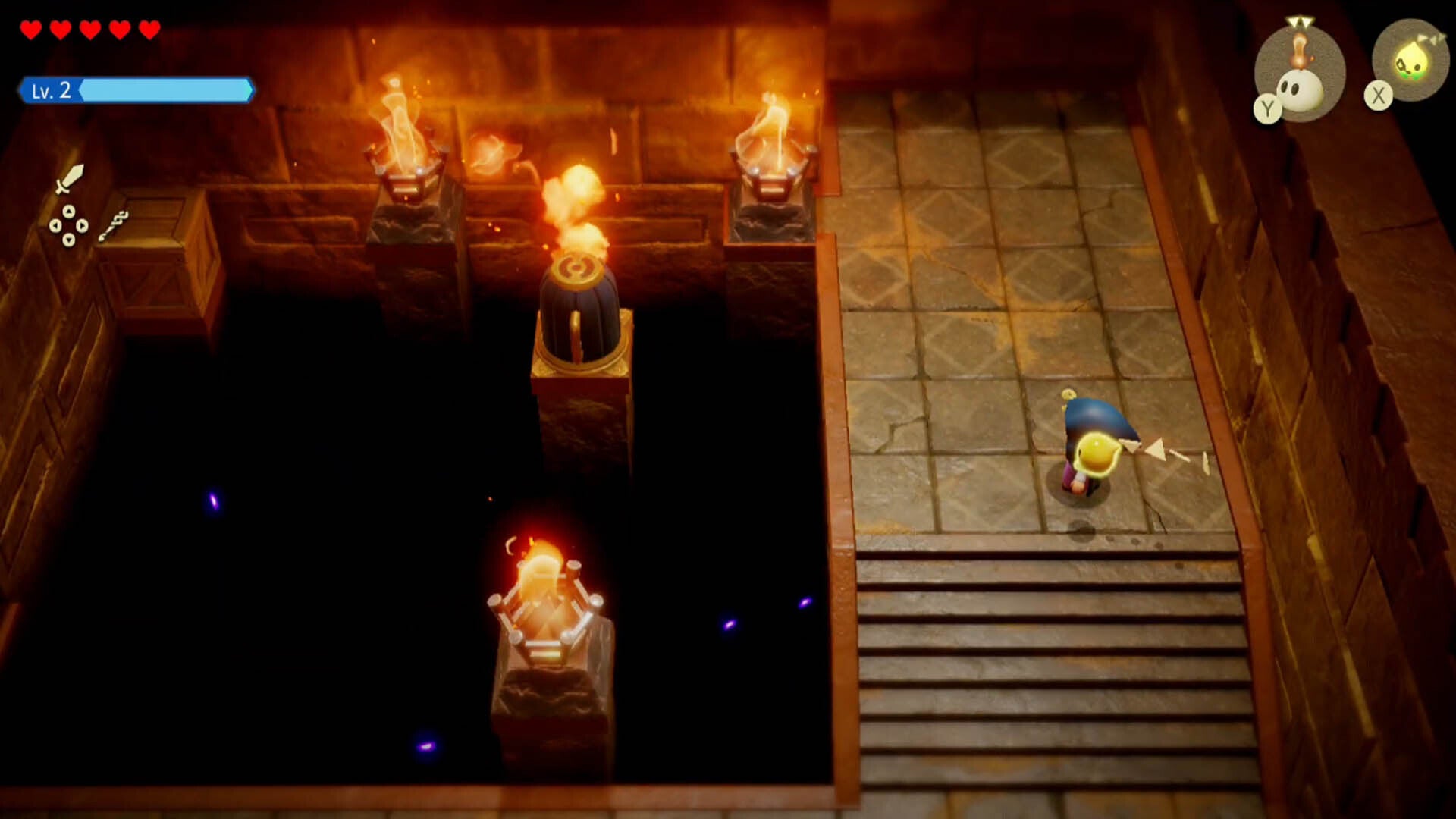 zelda echoes of wisdom gerudo sanctum dungeon torch puzzle all three lit