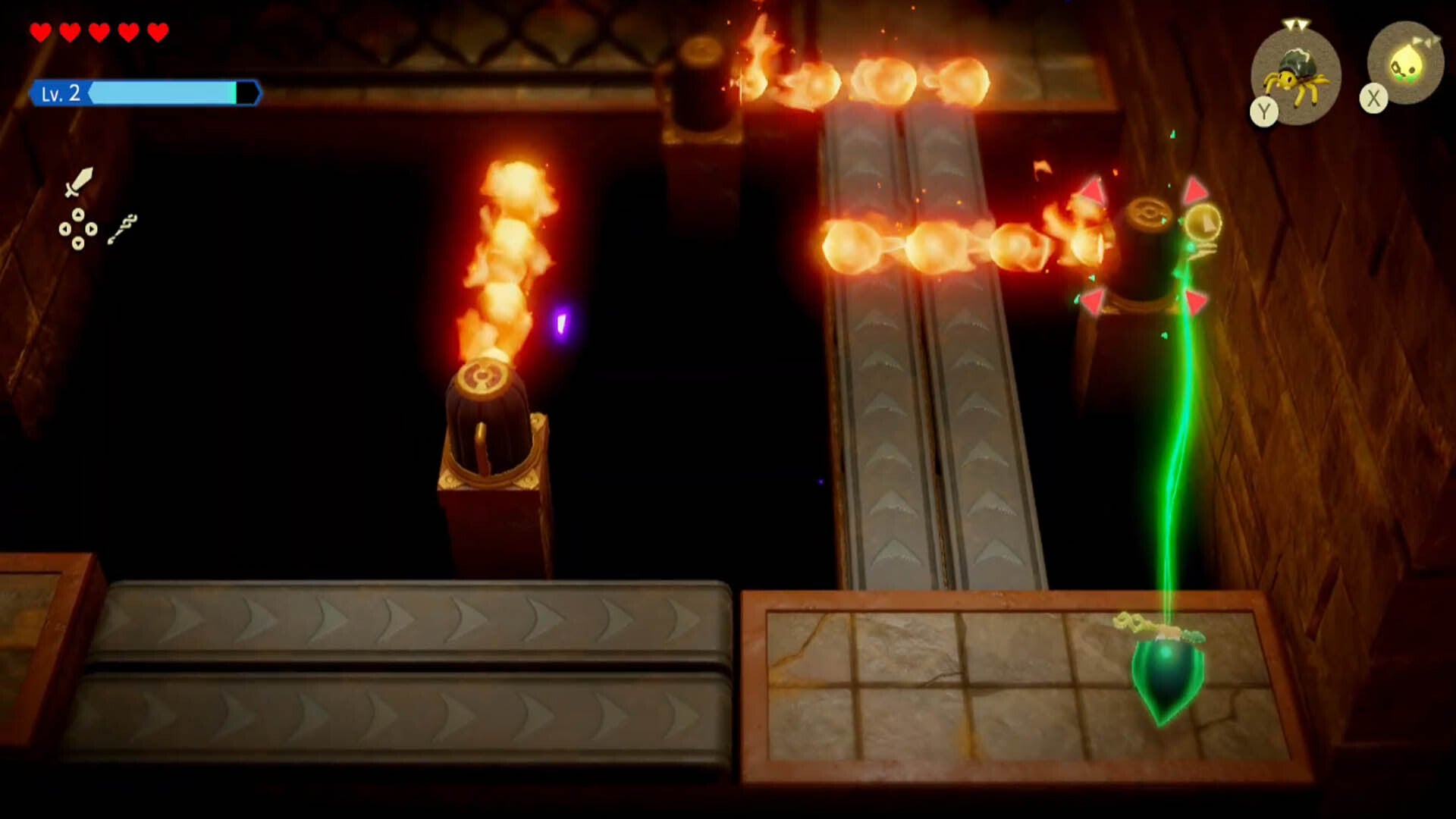 zelda echoes of wisdom gerudo sanctum dungeon using bind on second flame-emitter device for elephant statue