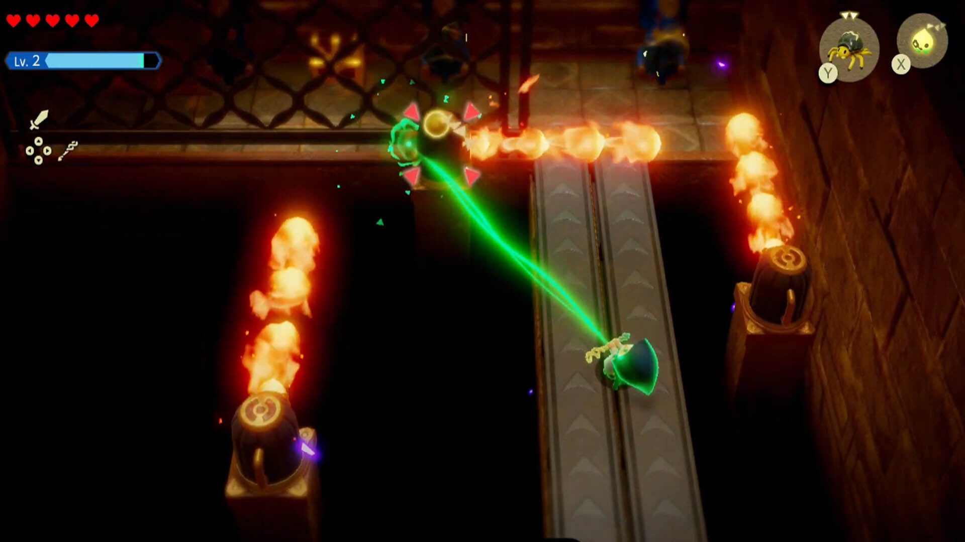 zelda echoes of wisdom gerudo sanctum dungeon zelda pulling flame emitter with bind for third time