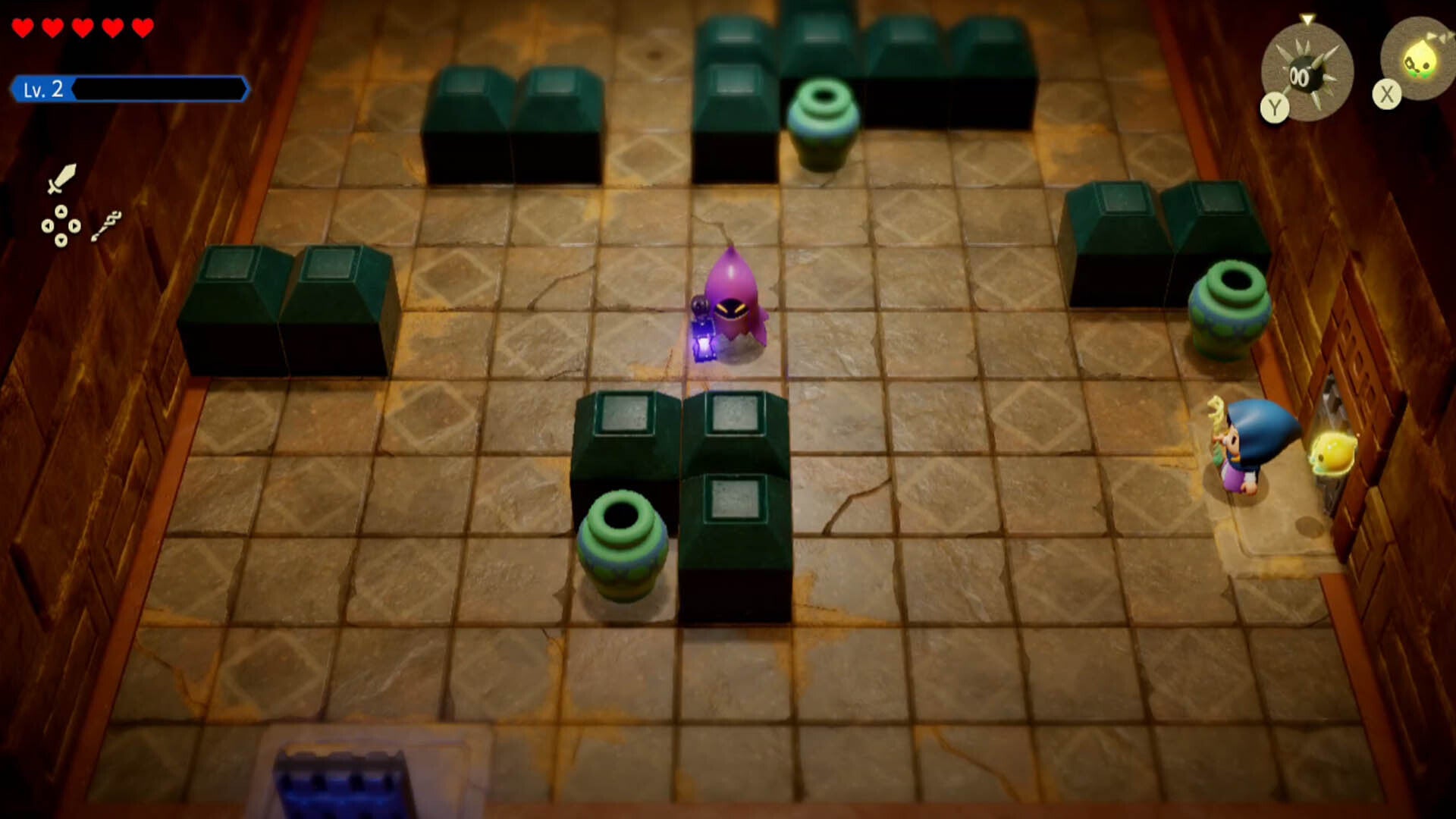 zelda echoes of wisdom gerudo sanctum dungeon zelda in locked room with poe enemy