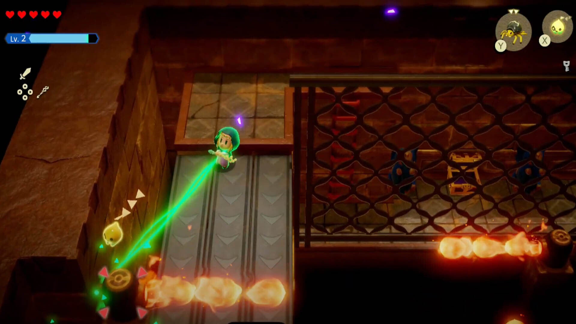zelda echoes of wisdom gerudo sanctum dungeon zelda pulling upper flame emitter device in elephant statue room