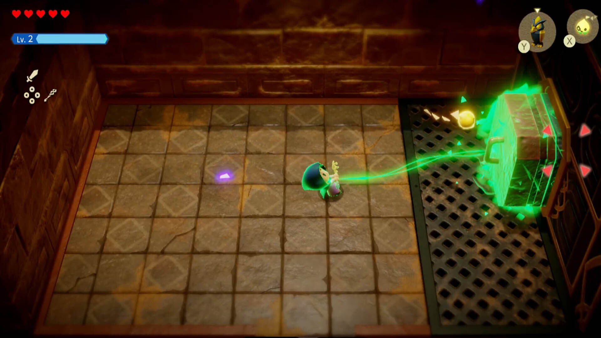 zelda echoes of wisdom gerudo sanctum dungeon zelda using bind to pull plug