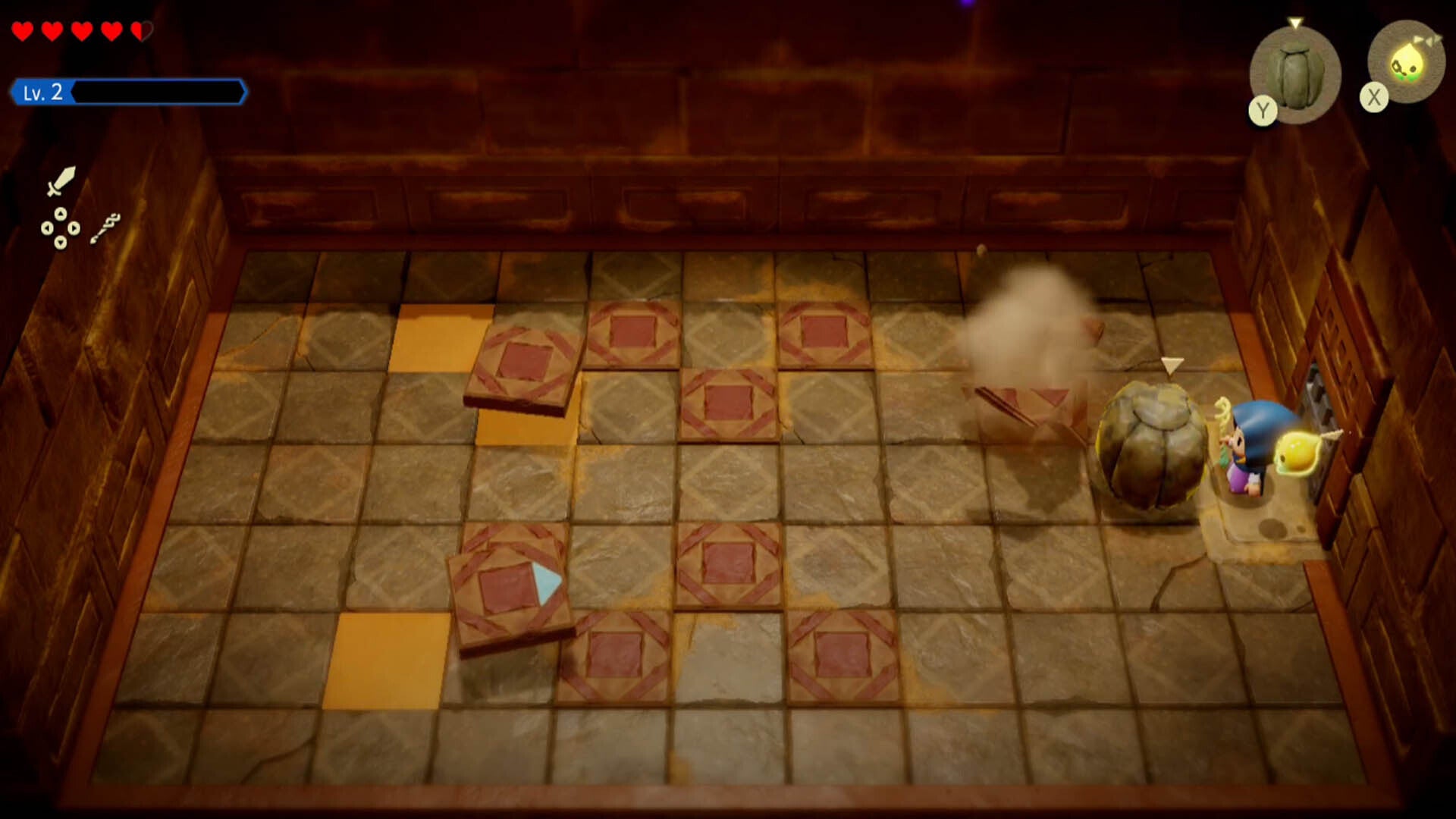 zelda echoes of wisdom gerudo sanctum guarding against flying tiles