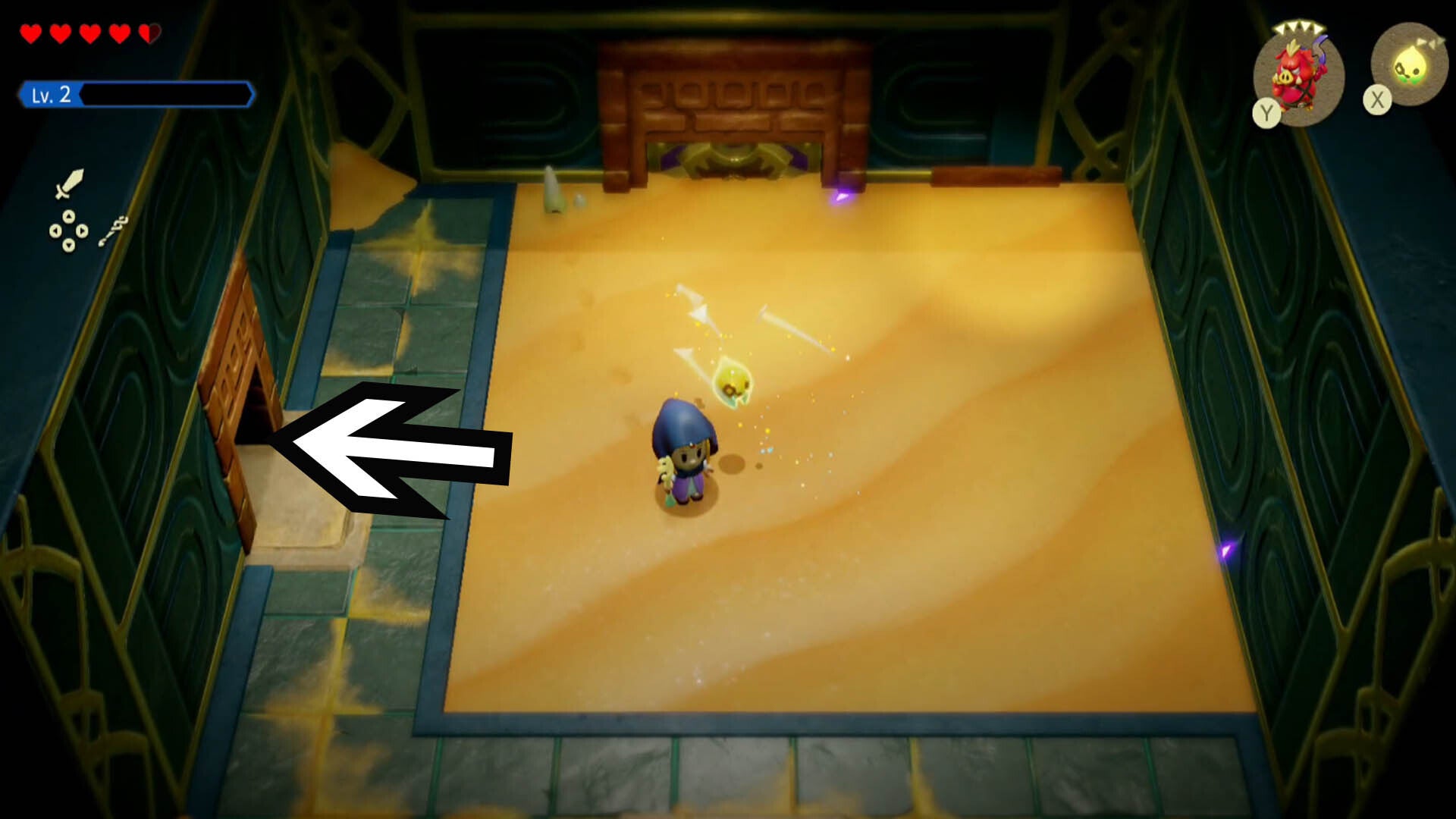 zelda echoes of wisdom gerudo sanctum purple door room left door highlighted