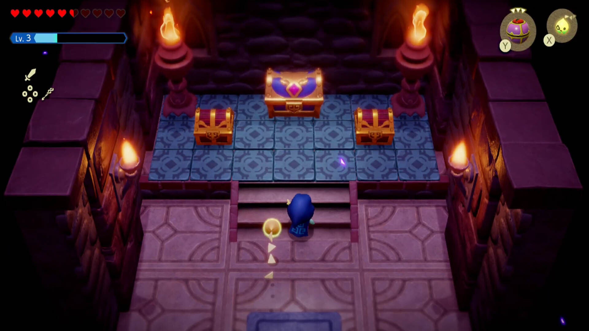 zelda echoes of wisdom hyrule castle dungeon big chest and two little chests