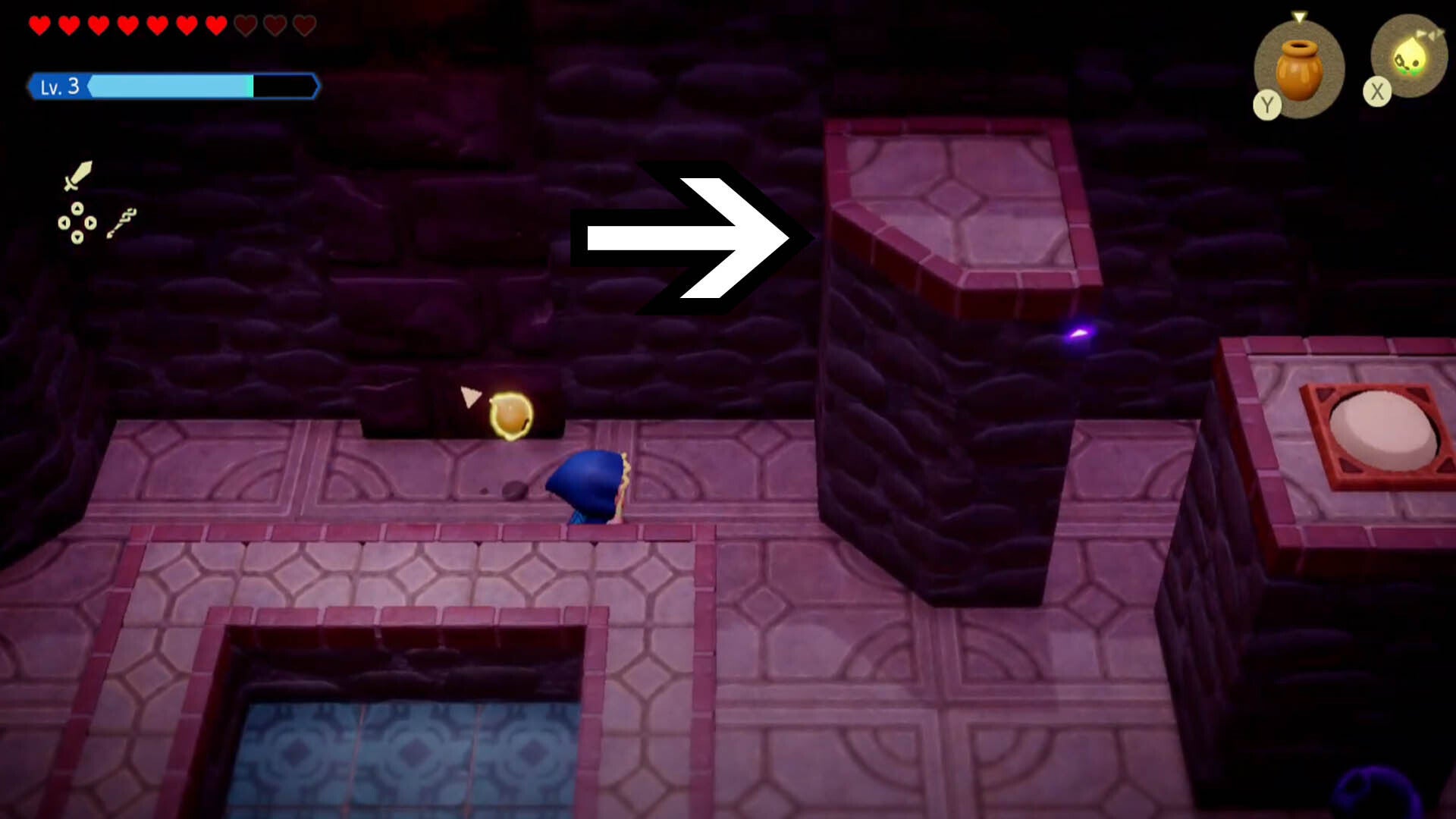 zelda echoes of wisdom hyrule castle dungeon guard room column to switch