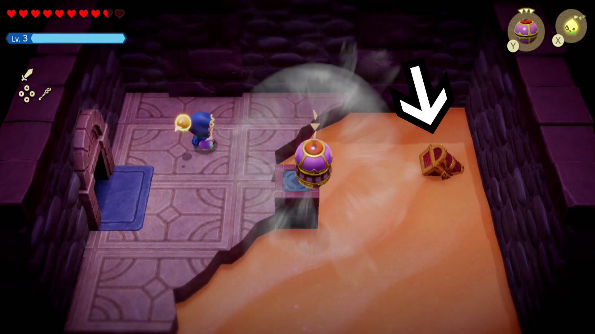 zelda echoes of wisdom hyrule castle dungeon map chest location