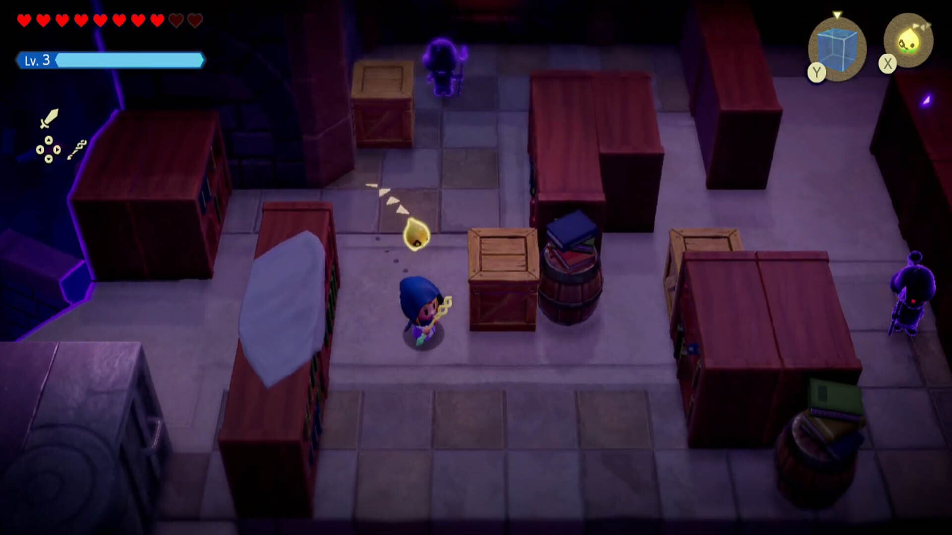 zelda echoes of wisdom hyrule castle dungeon sneaking past guards in library