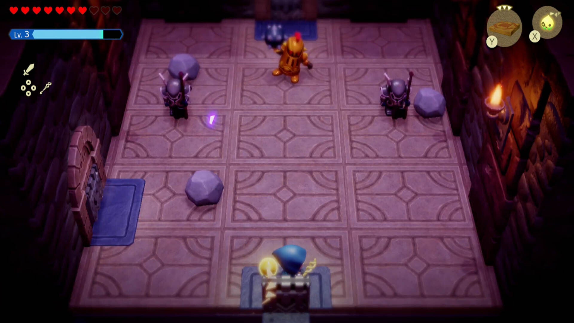 zelda echoes of wisdom hyrule castle dungeon trio of enemies in one room