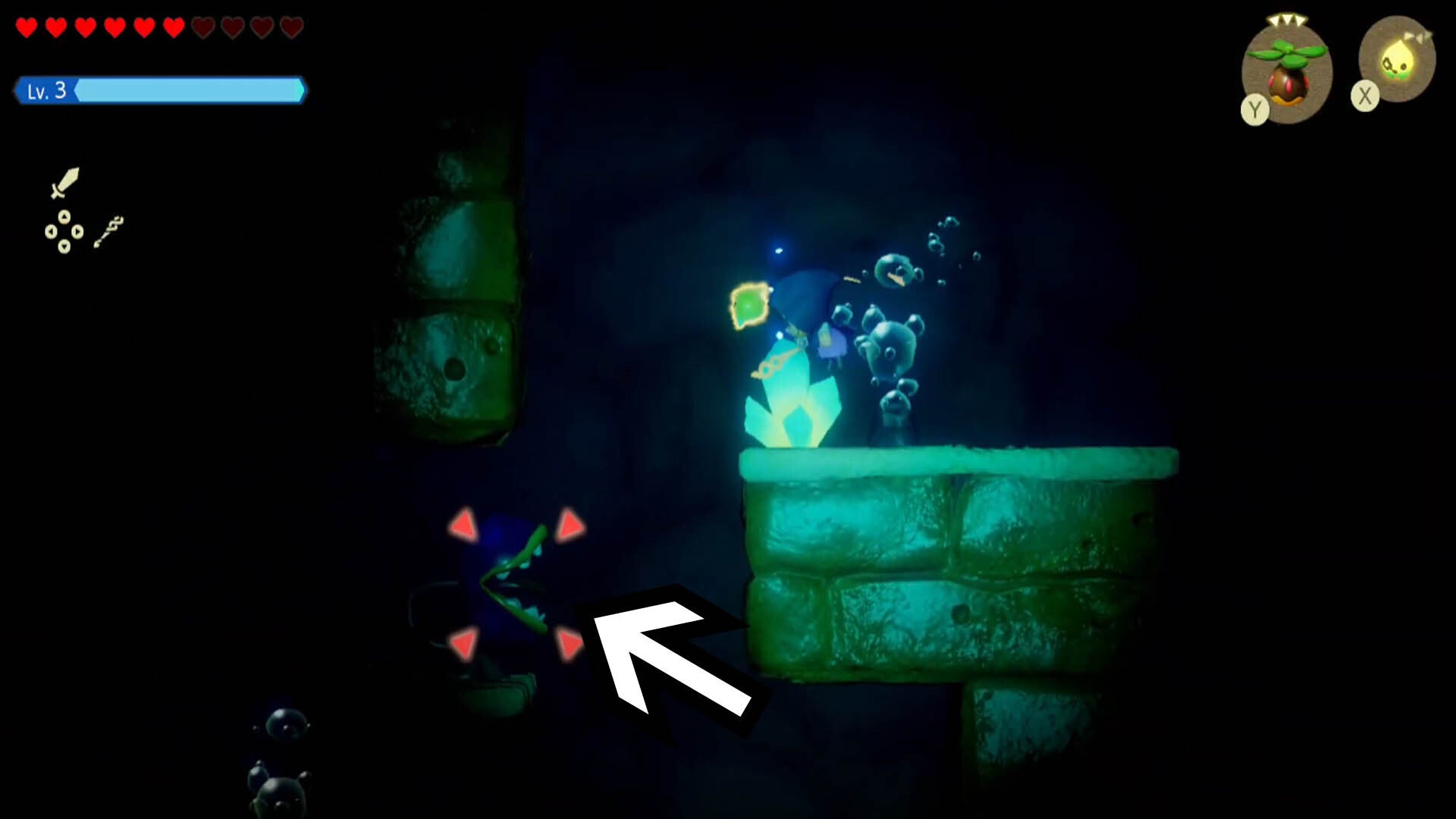 zelda echoes of wisdom hyrule castle dungeon underwater section first bio deku baba