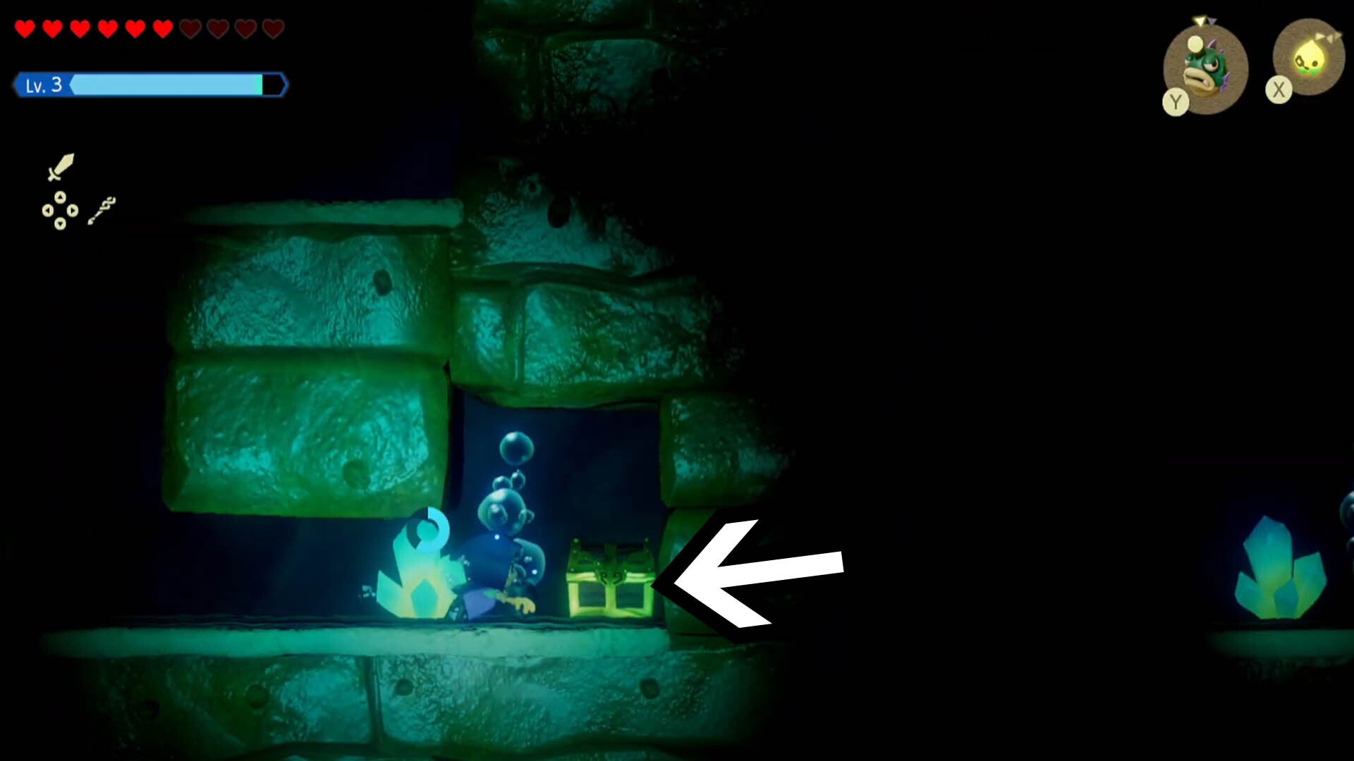 zelda echoes of wisdom hyrule castle dungeon underwater section second chest location