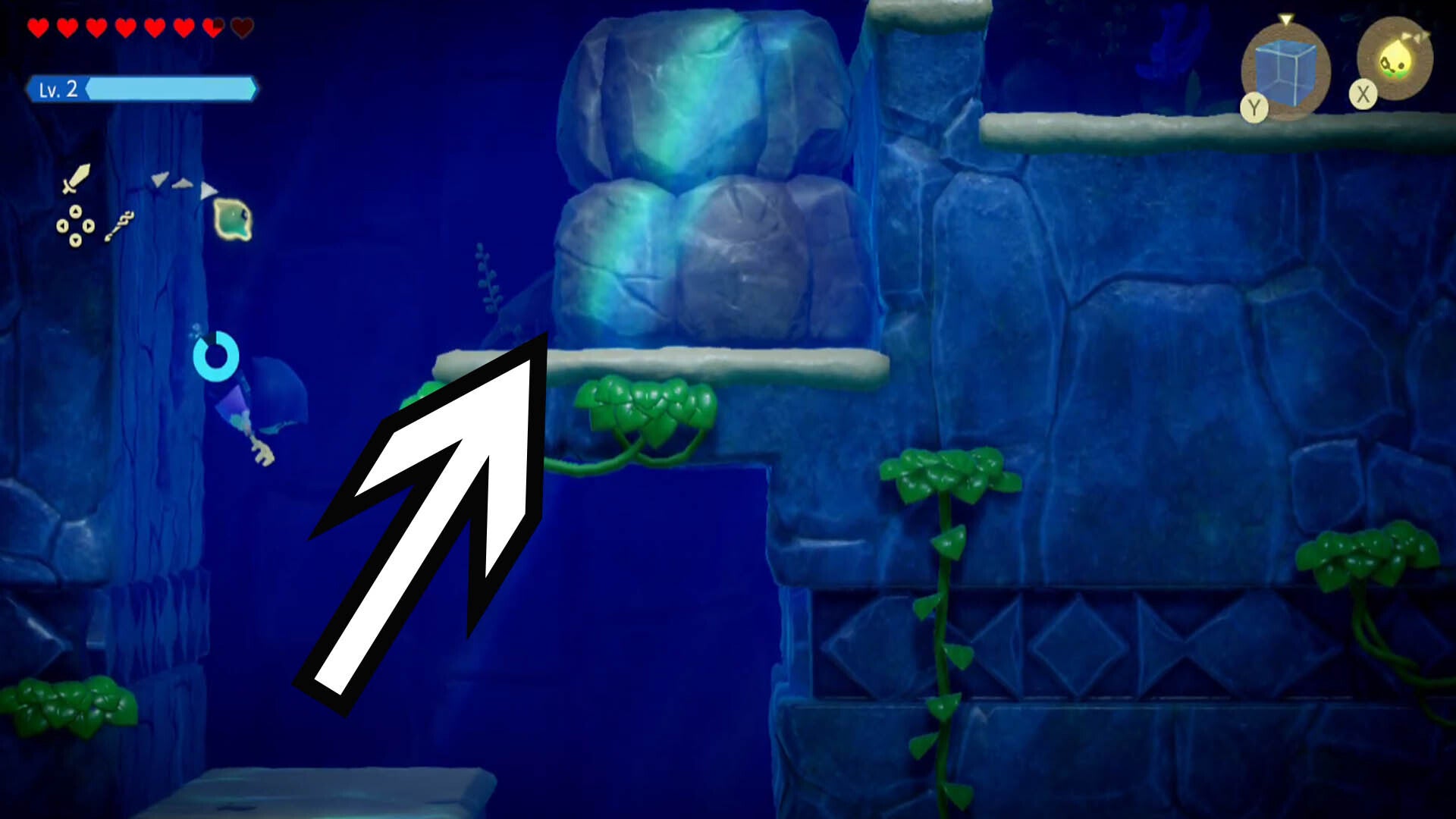 zelda echoes of wisdom jabul ruins dungeon first section moving second rock upwards