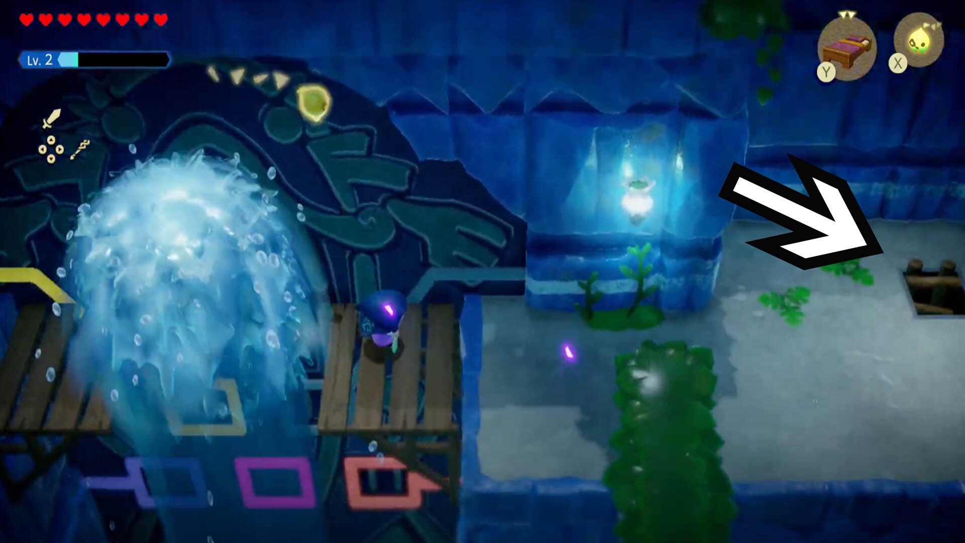 zelda echoes of wisdom jabul ruins dungeon path to right of second floor water jet