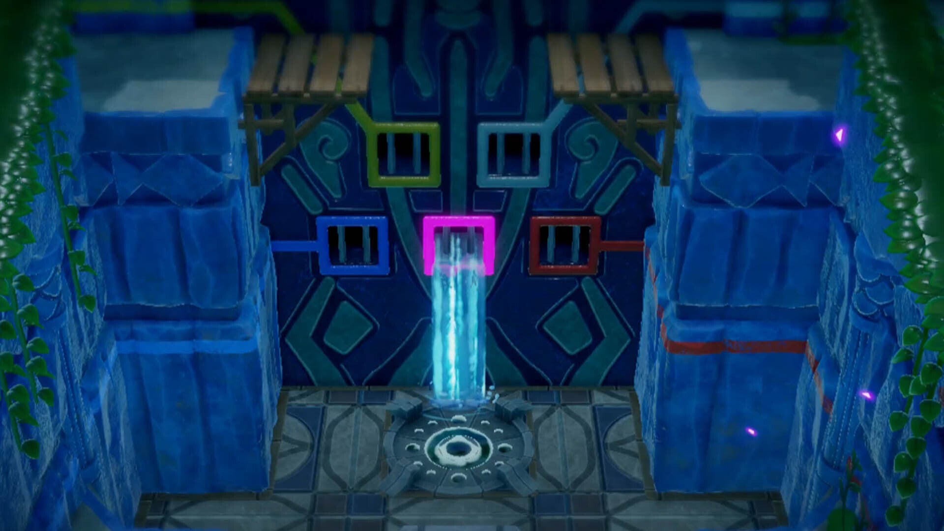 zelda echoes of wisdom jabul ruins dungeon purple light on wall lit