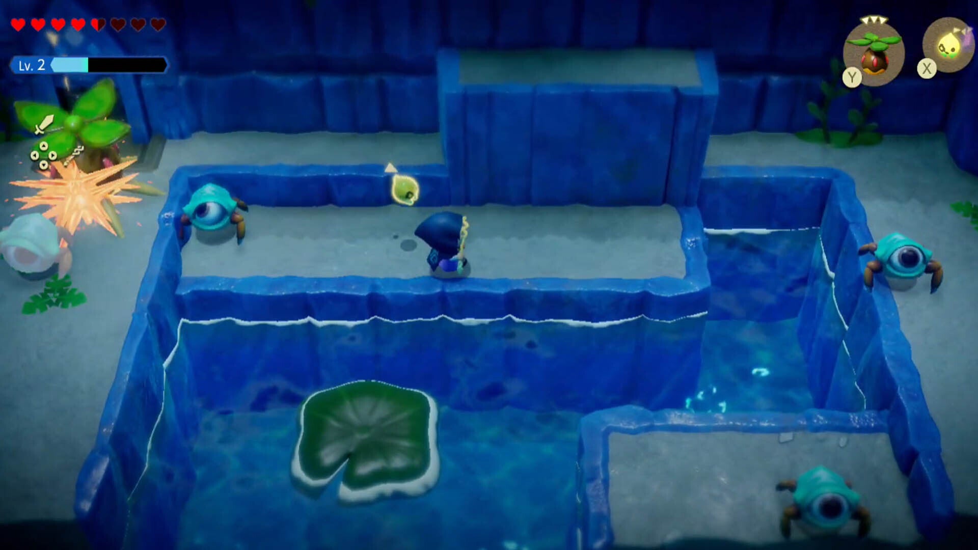 zelda echoes of wisdom jabul ruins dungeon room with one eye enemies